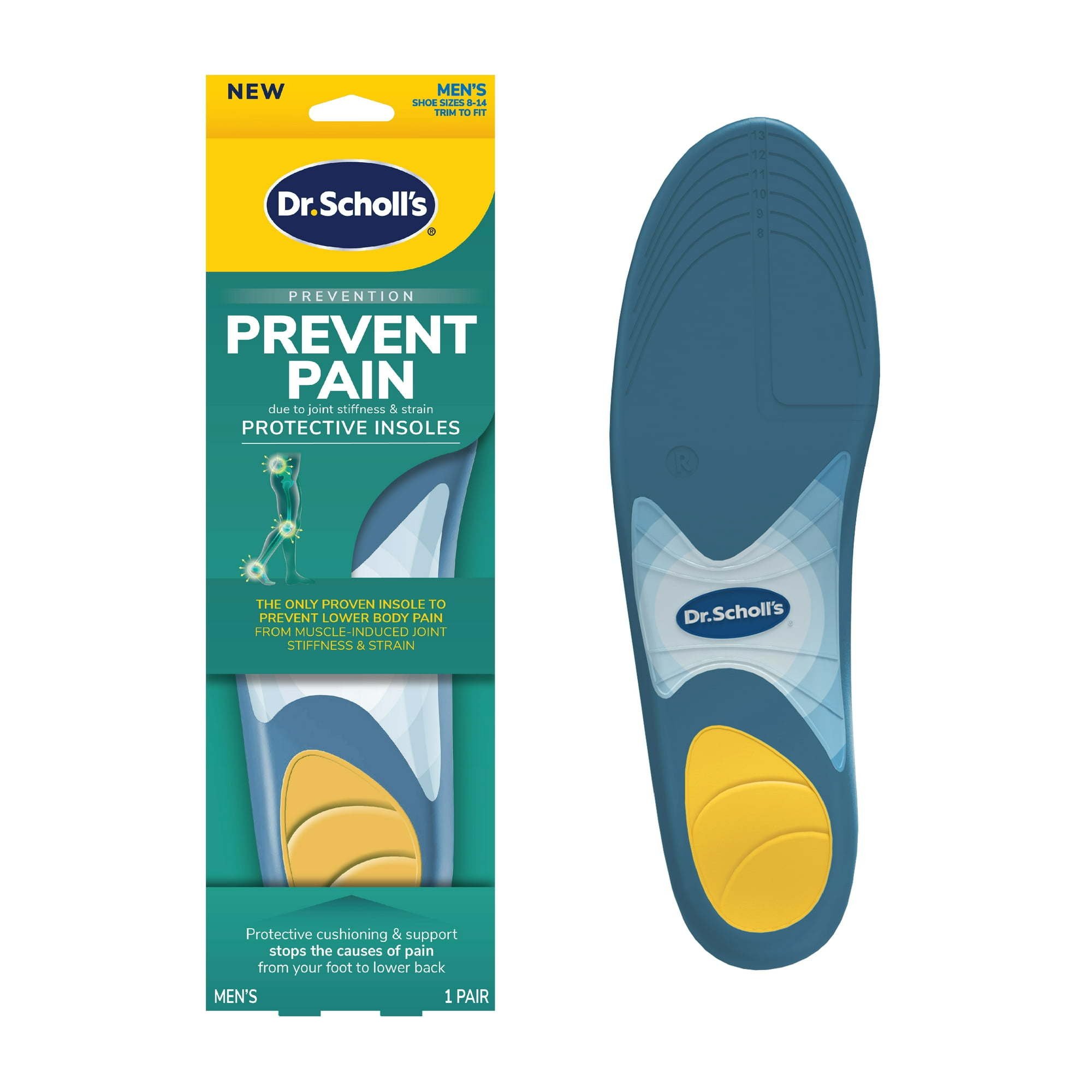 Dr. Scholl's Prevent Pain Protective Insoles, Protect Against Foot, Knee, Lower Back Pain (Men'sSize 8-14) 1 Pair Dr. Scholl's Prevent Pain Protective Insoles, Protect Against Foot, Knee, Lower Back Pain (Men'sSize 8-14) 1 Pair