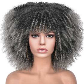 15Inch Curly Wigs for Black Women Afro Bomb Curly Wig (Color: Silver Gray)